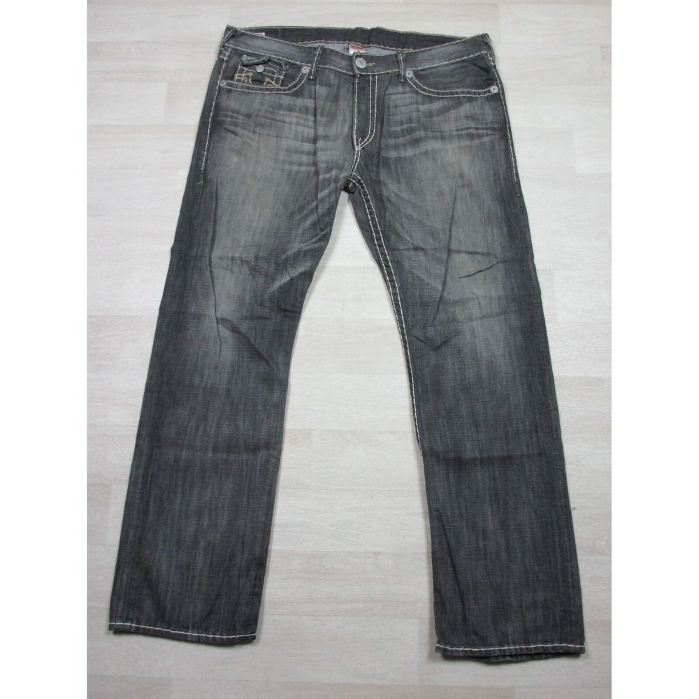 True Religion Men's Designer Jeans - Ricky Super T USA Straight 43x33.5 Black